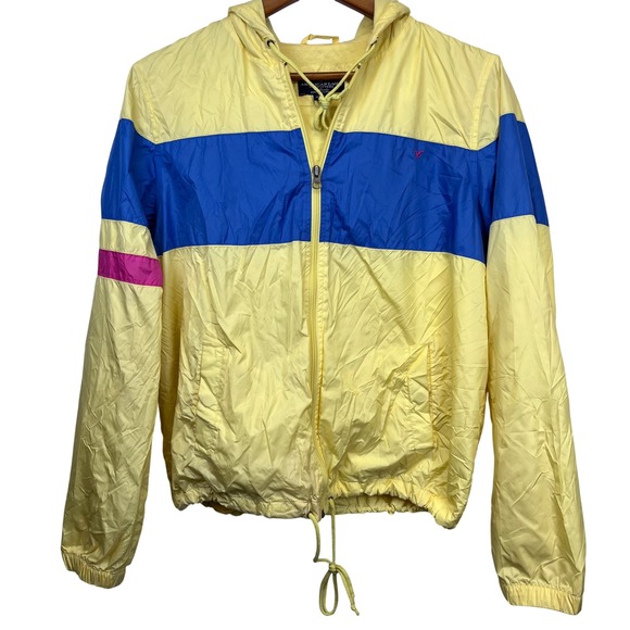 American Eagle Outfitters Jackets & Blazers - American Eagle Outfitters Y2K Hooded Windbreaker Jacket Size XL Embroidered Logo